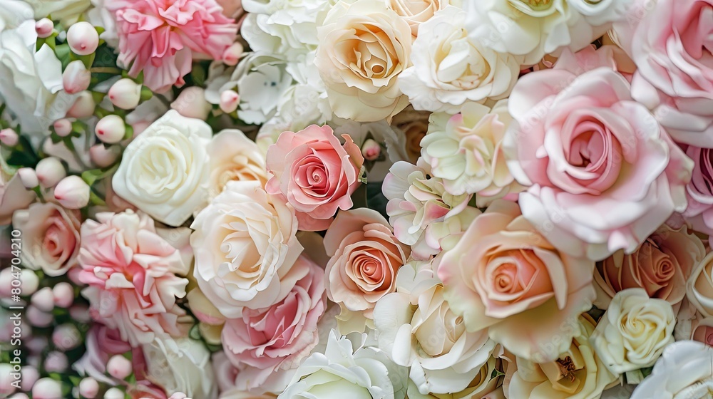 An elegant visual concept intertwining rose bouquets into wedding holiday and floral garden decor styles An elegant visual concept intertwining rose bouquets into wedding holiday and floral garden decor styles