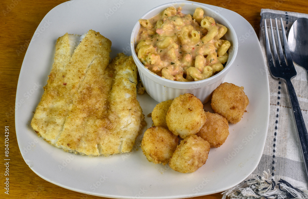 baked haddock with scallops and lobster mac and cheese baked haddock with scallops and lobster mac and cheese
