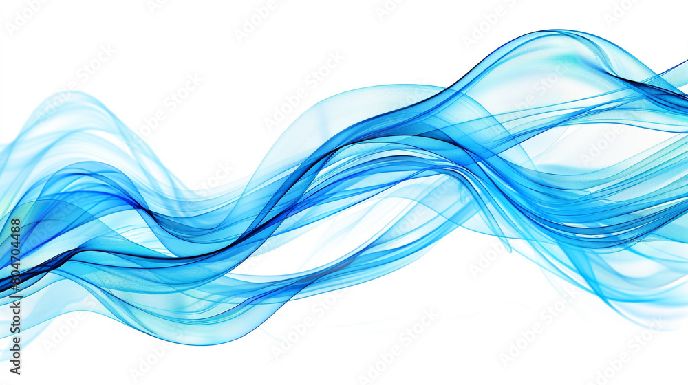 Fototapeta premium Neon blue gentle wave abstract, neatly isolated on white, high-definition quality.