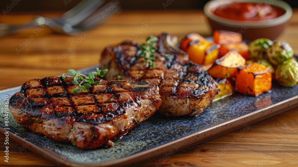 Grilled Pork Chops with Seasonal Vegetables Grilled Pork Chops with Seasonal Vegetables