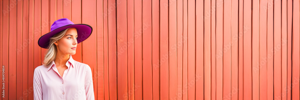 portrait of a young woman on a red wooden wall portrait of a young woman on a red wooden wall