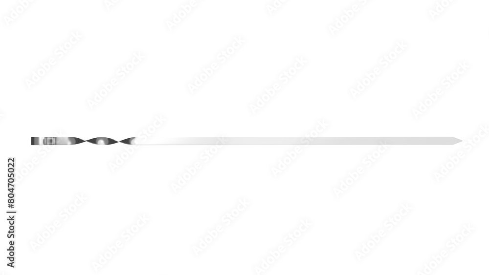 Metal spiral skewer isolated on transparent and white background. Barbecue concept. 3D render Metal spiral skewer isolated on transparent and white background. Barbecue concept. 3D render