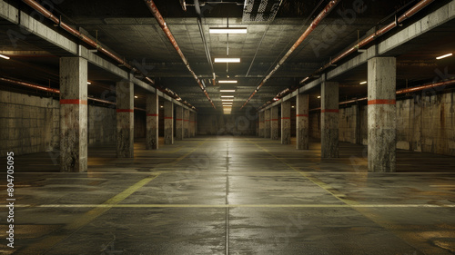 Empty underground parking background with copy space