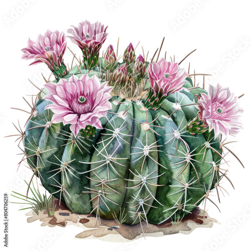 Pink cactus flower blossom in a pot