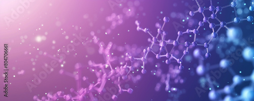 Royal purple to twilight blue gradient featuring polygonal molecular mesh a visual portrayal of molecular advancements against a gradient backdrop.