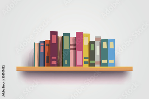 shelf full of colorful books realistic shadow