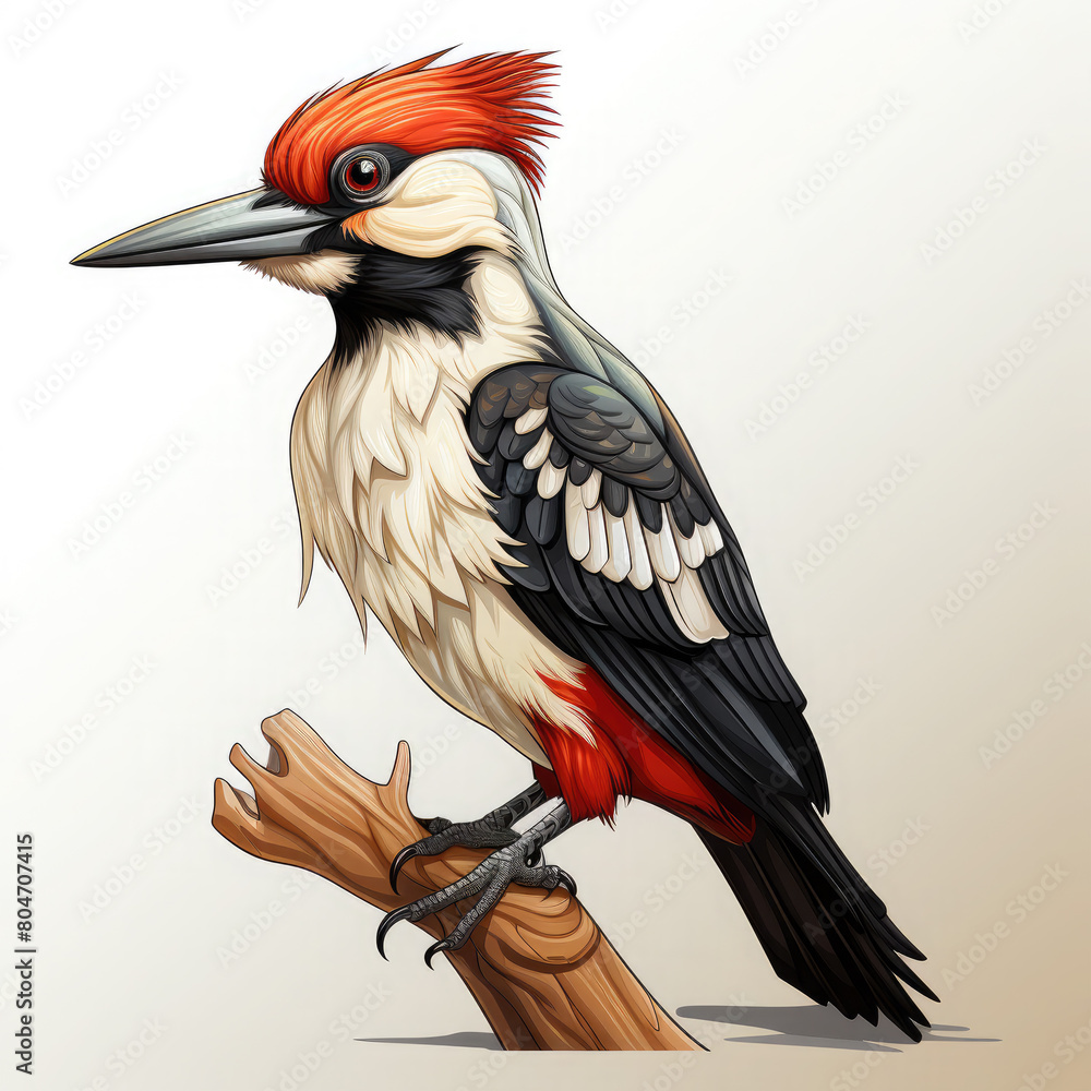 Obraz premium Watercolor Woodpecker vector, clipart Illustration, Generative Ai