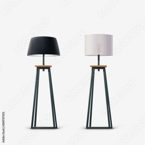 two floor lamps modern design on white