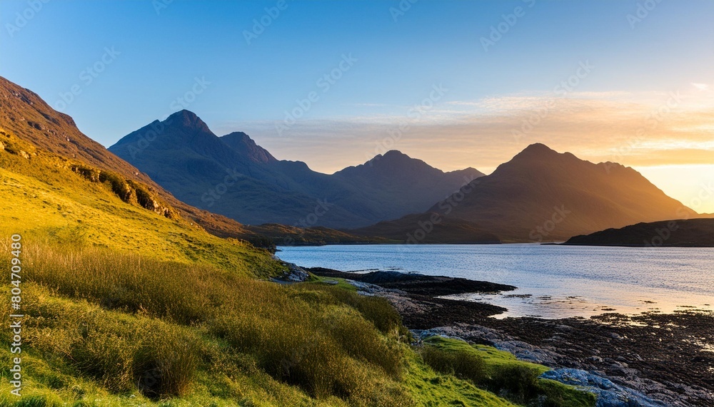view of cuillin hills during sunset