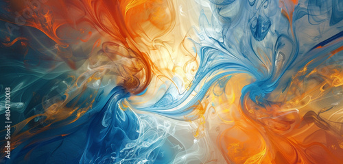 soft swirling patterns of azure and profound amber, ideal for an elegant abstract background photo