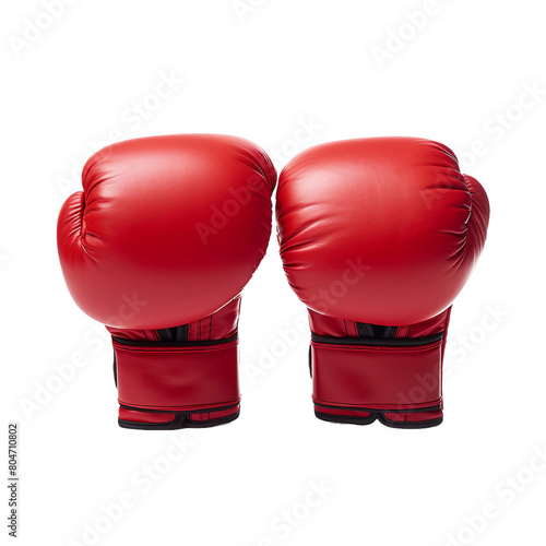Red Boxing Gloves Isolated On Transparent Background PNG. © Faizan