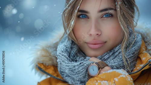 Woman Wearing Winter Hat and Scarf