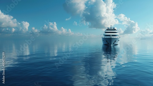 Large Boat Floating on a Wide Body of Water