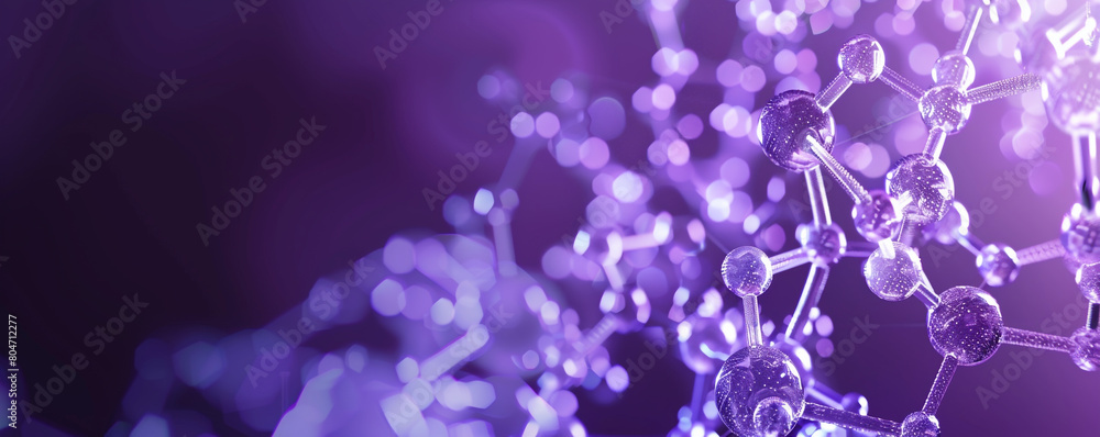 Twilight purple background with glowing molecular networks high-tech structures formed from interconnected polygons radiating energy. Twilight purple background with glowing molecular networks high-tech structures formed from interconnected polygons radiating energy.