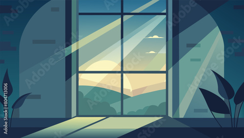 Soft natural lighting shining through a large window enhancing the peaceful ambience..