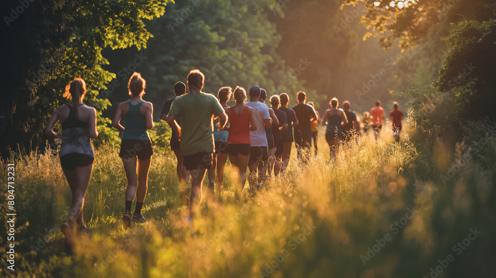 Colleagues organizing a charity run or walk, raising funds for a cause ...