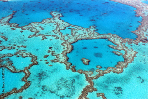 Fototapeta Naklejka Na Ścianę i Meble -  Bird's eye view of the heart reef in the Great Barrier Reef in Queensland (Australia) near Mackay and Airlie Beach