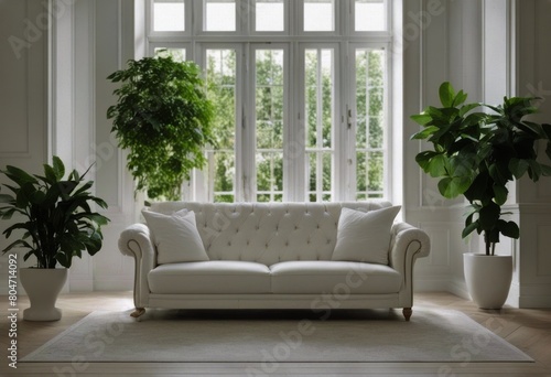 White room interior moldings indoor sofa window white lots large classic light living walls beautiful White plants large