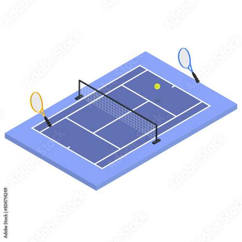 Isometric Tennis Court Illustration