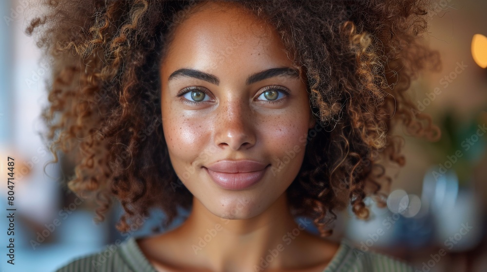 Fototapeta premium Close-Up of Woman With Curly Hair