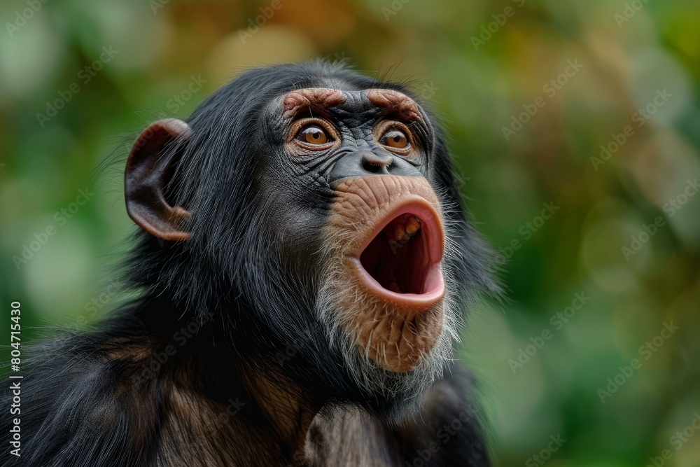 Comical Ape shocked funny. Nature forest. Generate Ai