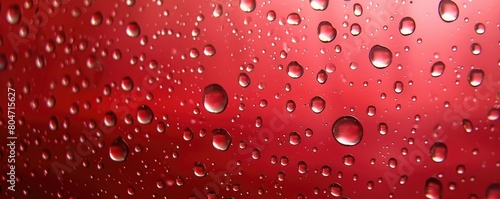 red surface with water droplets  reflecting light  banner  copy space for text.