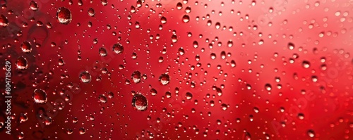 red surface with water droplets  reflecting light  banner  copy space for text.