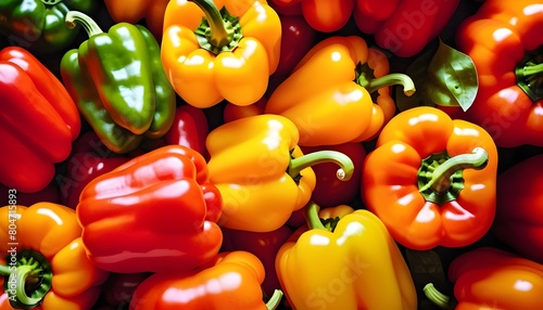 red, green and yellow peppers create with ai photo