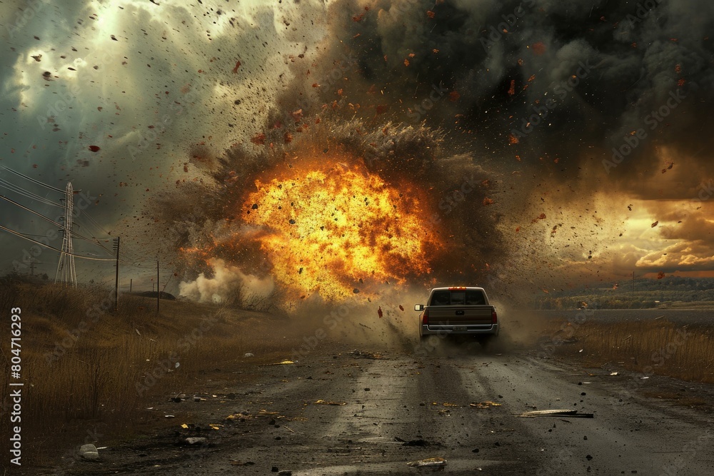 Eerie Apocalyptic scene. Fire explosion dead. Generate Ai Eerie Apocalyptic scene. Fire explosion dead. Generate Ai