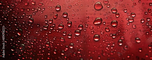 red surface with water droplets  reflecting light  banner  copy space for text.