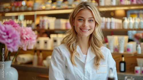 Woman Sitting at Table Smiling
