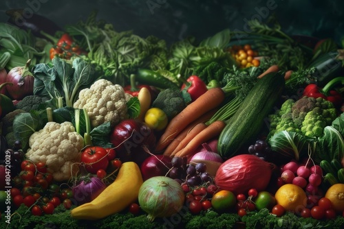 vegan food - abundance of vegetables and fruit. Healthy eating lifestyle still life