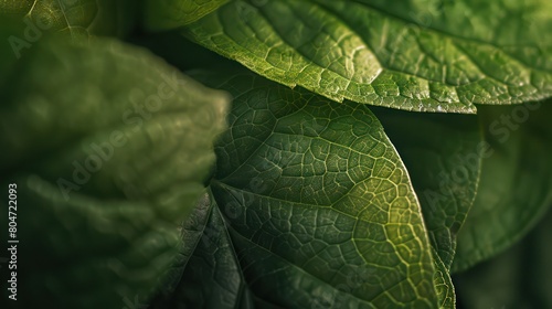 Macro photography of lush green leaves with the focus on the intricate veiny pattern