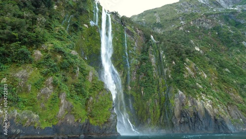 milford sound waterfall new zealands south island fiordland national park SBV 347585490 4K  photo