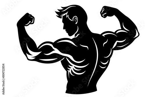 man biceps line art silhouette illustration