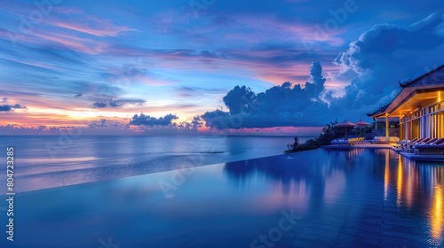 Tranquil Paradise Luxury Resort Villas Seascape with Beautiful Twilight Sky and Clouds  © Didikidiw61447