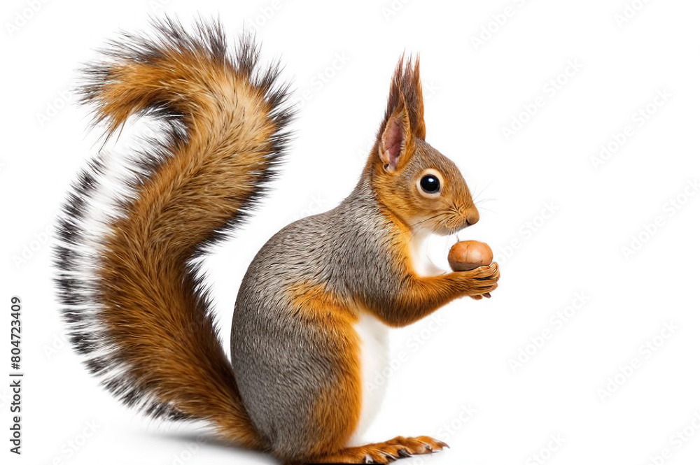 Portrait of eurasian red squirrel in front of a white background Portrait of eurasian red squirrel in front of a white background