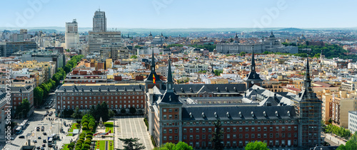 Great panoramic view of the city of Madrid with historical and monumental buildings, Spain. photo