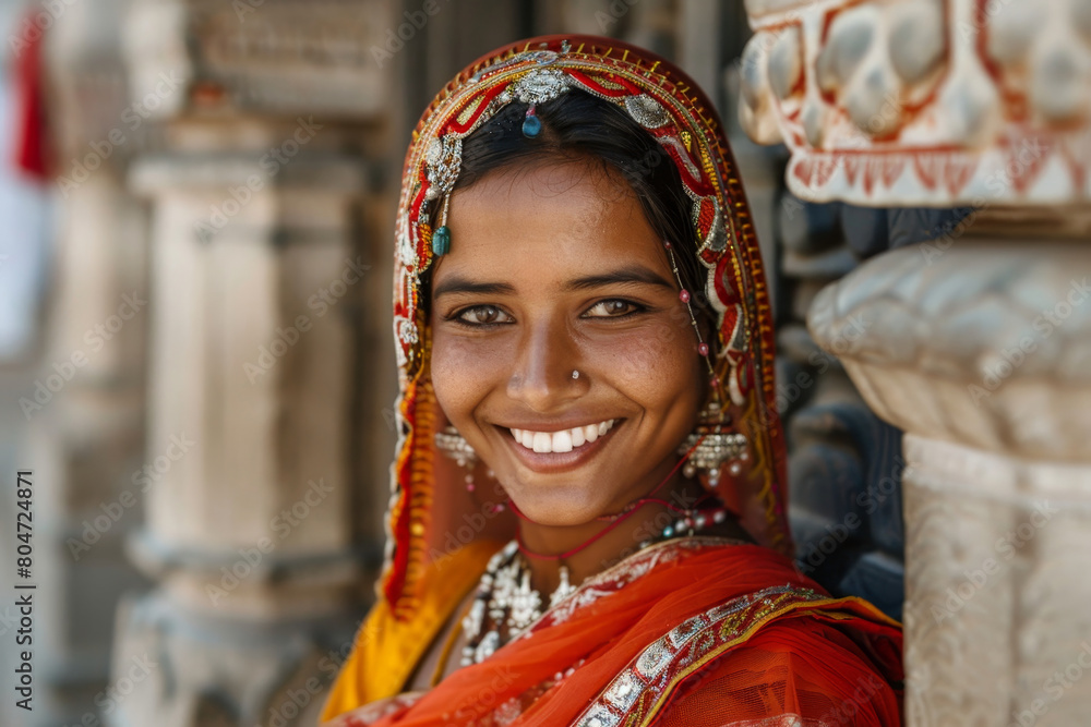 Portrait of happy traditionally dressed Indian woman
