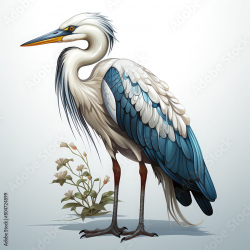 Watercolor Heron vector, clipart Illustration, Generative Ai