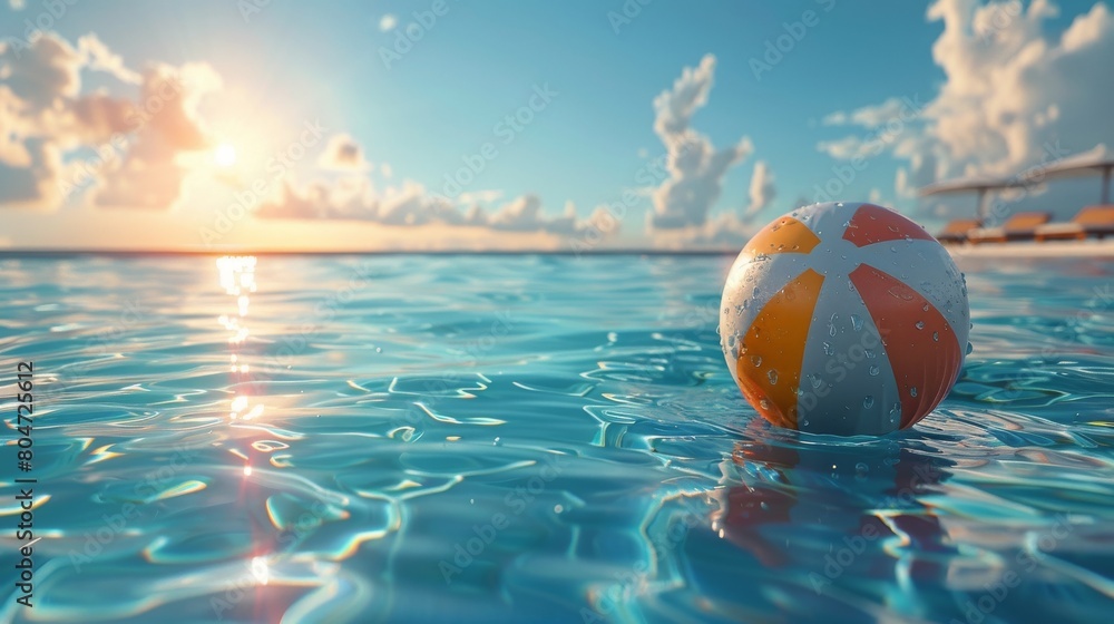 Beach Ball Floating on Water