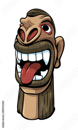 Brazilian Carranca (Scowl) Folklore Figurehead Native Northeast Culture Illustration