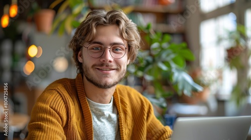 Man With Glasses Sitting in Front of Laptop