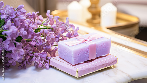 Scented soap in bathroom, handmade diy cosmetic product, luxury body care gift and spa bath experience