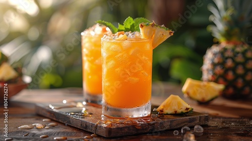 Glass of Drink on Wooden Table