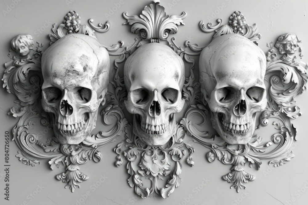 Opulent Rococo skull. Skull fantasy dark. Generate Ai Opulent Rococo skull. Skull fantasy dark. Generate Ai