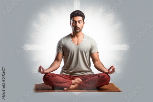 Man Meditating in Lotus Position