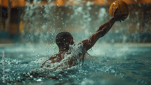 Man Swimming in Pool With Ball