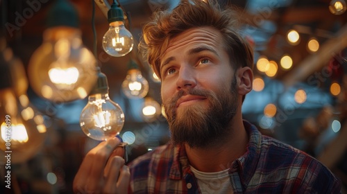 Bearded Man Sitting in Bar