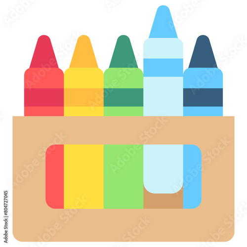 Crayons multi color icon, related to kindergarten theme, use for UI or UX kit, web and app development.